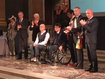 seduti da sinistra: Vittorio Podestà, Luca Pancalli. In piedi: francesco Bocciar