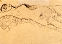 Klimt - Nudo di donna a carboncino