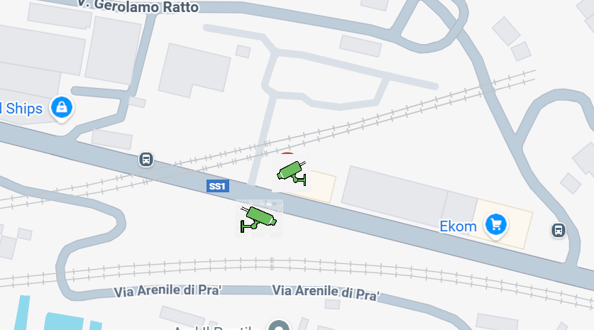 Cartina posizione velox in via Prà altezza civico 1A