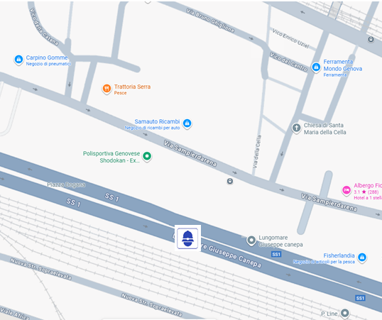 Cartina della strada Lungomare Canepa con indicata la posizione dell'autovelox