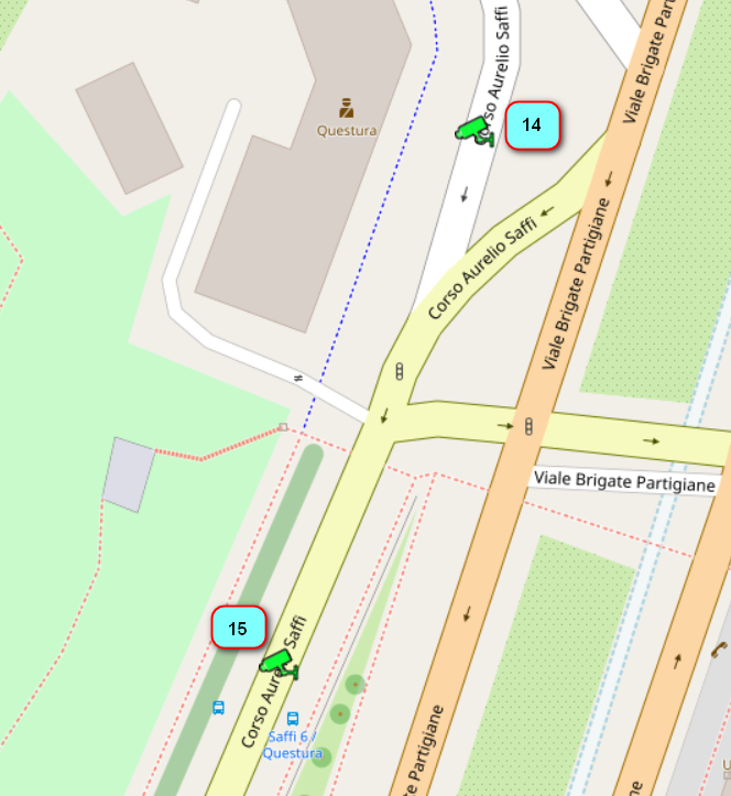 cartina incrocio Corso Saffi Viale Partigiane